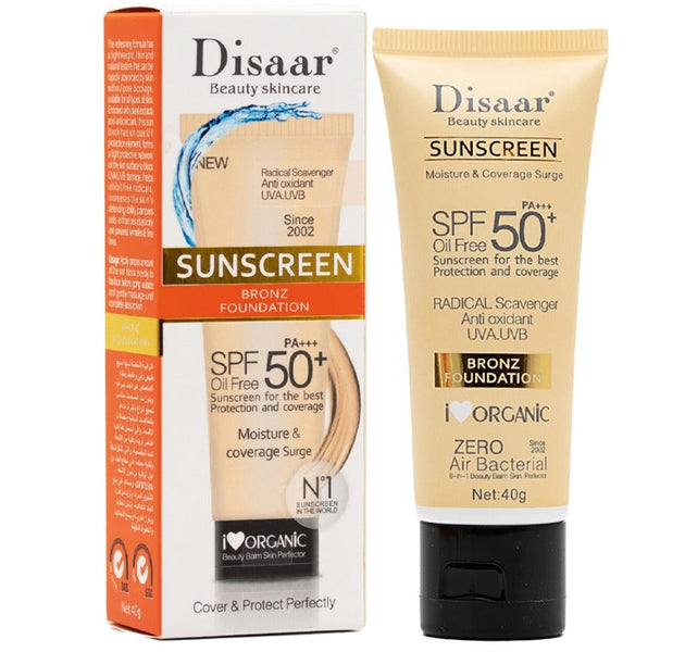DISAAR SUNSCREEN BRONZ FOUNDATION SPF50+ PA+++ OIL FREE PROTECTION SUNBLOCK 40G