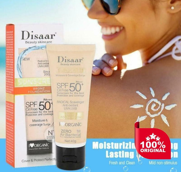DISAAR SUNSCREEN BRONZ FOUNDATION SPF50+ PA+++ OIL FREE PROTECTION SUNBLOCK 40G